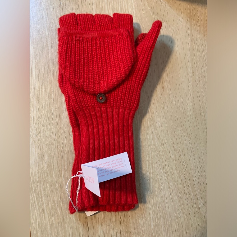 NWT J CREW CONVERTIBLE RED MITTENS - Picture 3 of 3